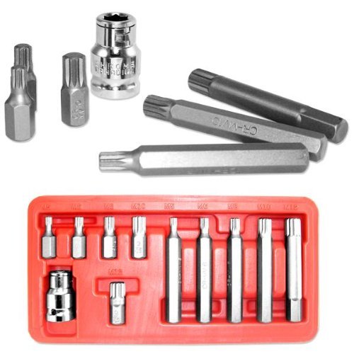11 PC SPLINE BIT SET CHROME VANADIUM STEEL PROFESSIONAL TOOLS
