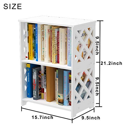 Rerii Small Bookshelf, 3 Tier Bookshelf For Small Spaces, 2 Shelf Bookcase Kids, Book Storage Organizer Case Open Shelves For Bedroom Living Room Office, White #TOP2