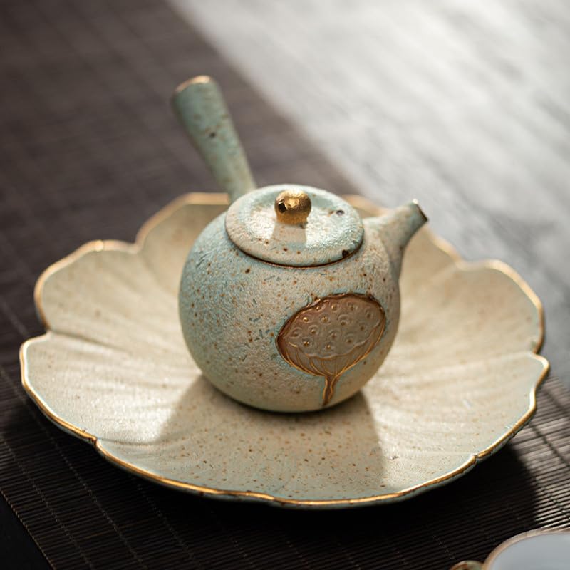 Dzbanek do herbaty z ceramicznym uchwytem bocznym, domowy zestaw do herbaty Kung Fu w stylu retro, czajniczek do kawy, zaparzacz do kawy (B)