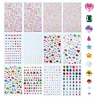 3300 Stück Glitzersteine Selbstklebend, Bunt Strasssteine Selbstklebend, 10 Blätter Schmucksteine Aufkleber,für Gesicht, Körper, Nägel und Handwerke, Fotorahmen, Grußkarten