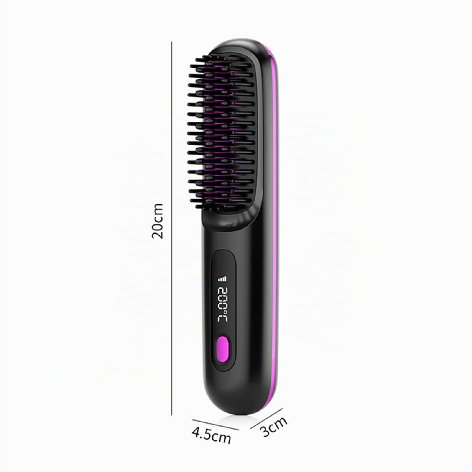 Iceface HairGo- Spazzola Lisciante Riscaldata - Portatile & Senza Fili 3 impostazioni di temperatura 140-200 °C, display LED, design compatto, ideale per viaggi e uso quotidiano