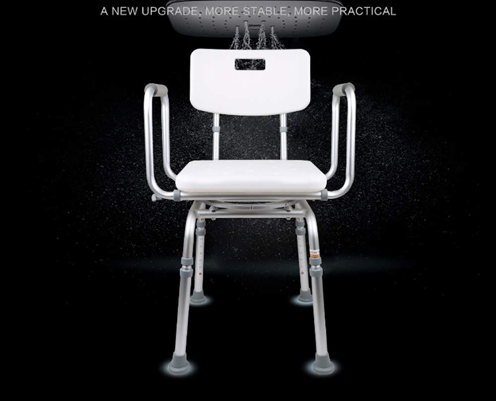 Silla de Ducha giratoria de 360 ​​Grados, banqueta de Asiento Ajustable para bañera y Asiento de bañera Banco de Asiento con Respaldo Reposabrazos para Ancianos, Mujer Embarazada