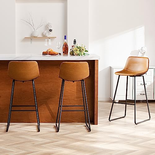 Image of HeuGah 30 Inch Bar Stools Set of 3 with Back & Durable Stable Legs