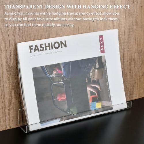 Vinyl Wandhalterung,6 Pack Schallplatten Wandhalterung, 30,5 x 4,3 x 4,3cm Plattenregal aus Acryl,Transparent Vinyl Wall Mount,Hängeregale für Schallplatten,Schallplatten Halter mit Wandschrauben