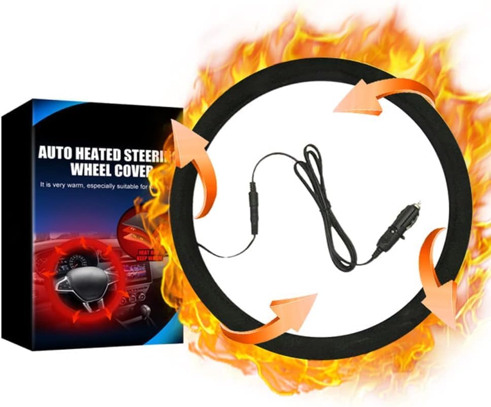 Heated Steering Wheel Cover Universal 12V Steering Wheel Warmer 1...