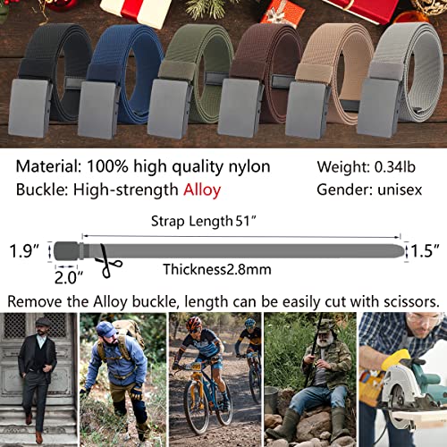 LionVII Casual Mens Belt, Elastic Work Belt with Metal Buckle Adjustable Web Waist Strap, Easy Trim to Fit 28-49" Waist2