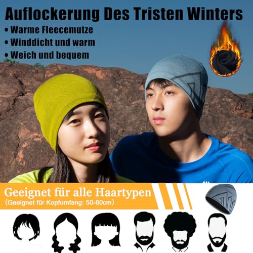 Joscoal Merinowolle Unisex Beanie Nebelblau – Bild 4