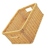 COHEALI 編み込み収納バスケット 中空ハンドルデザイン 卓上用pp素材製 耐久性と耐破損性 雑貨オーガナイザー 家庭やオフィスの小物整理に
