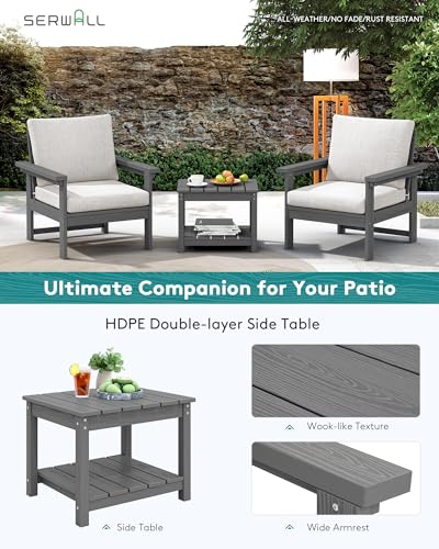 Image of SERWALL HDPE Patio Conversation Set with Side Table