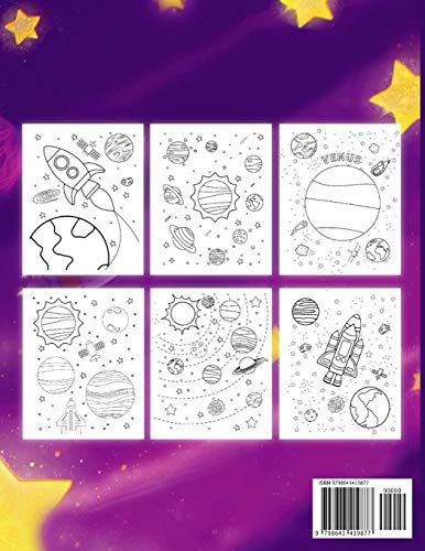 Space coloring book for children: 50 space images and over 100 curiosities that will turn your kid i