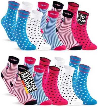 10 Paar Kinder Socken Jungen & Mädchen Baumwolle Kindersocken