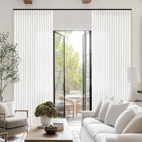 Image of Off White Pinch Pleated Semi Sheer Linen Curtains 86 Inch Long | 86 Inch Length, Ivory, Light Filtering, Privacy, Bedroom, Office, Burlap Textured, Memory Shape, Hook Rings, Boho, Modern