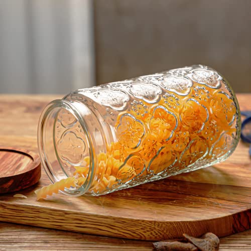 Image of ANSQU Vintage Glass Storage Jar, 34 FL OZ Airtight Coffee Canister | Glass Food Storage Container with Lid, Kitchen Canister for Coffee, Tea, Sugar, Candy, Decorative Mason Jar