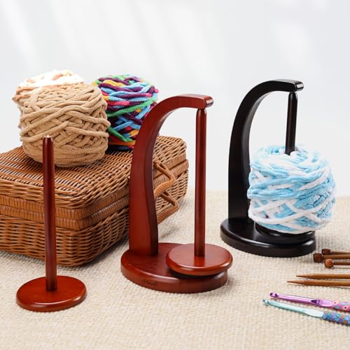 model magnetic pendulum wooden yarn holder for crochetingyarn storage organizer with yarn spinner for ballsdelightful surprise gift for knitting lovers by artowell ebony-colored