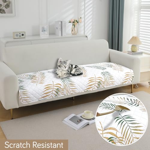 Image of HOKIPO Polyester Printed Waterproof + Anti-Slip + Quick Dry Sofa Seat Mats, Palm Leaves Forest Green - Length 60cm (AR-5229-P3)