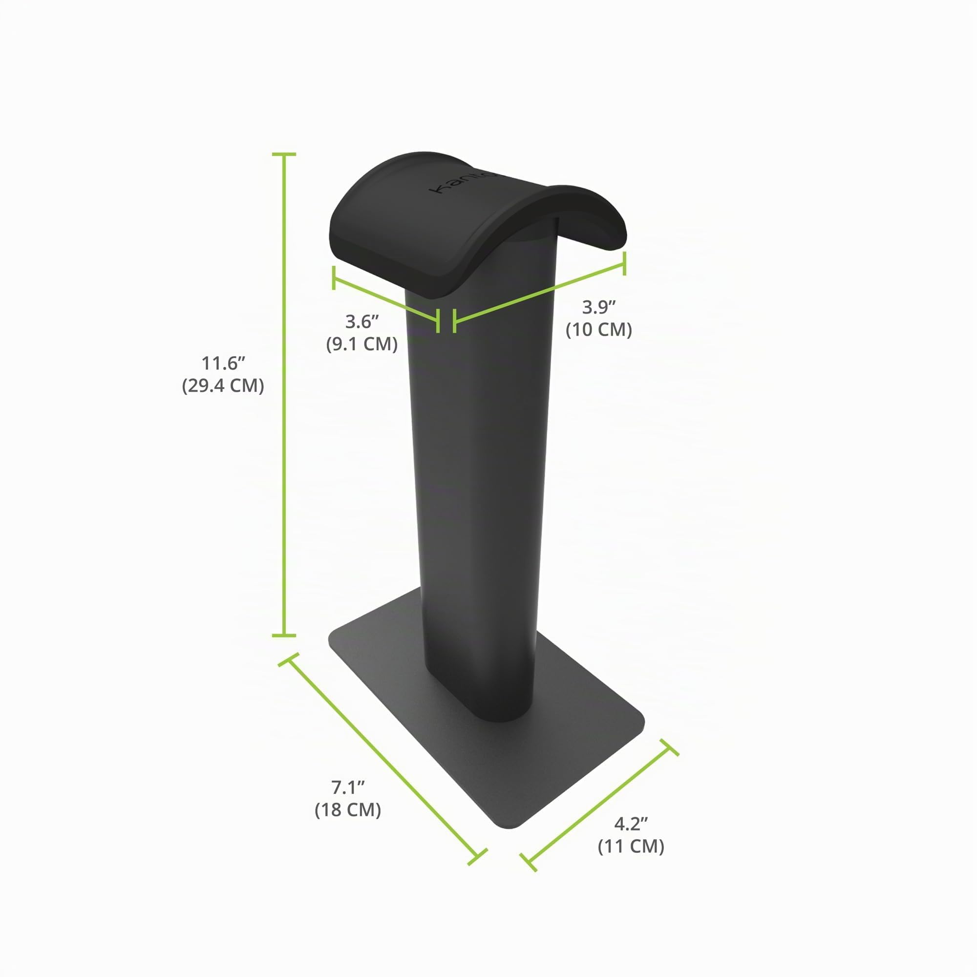 Kanto H2 Desktop Headphone Stand | Supports 10 kg | Curved Silicone Design Prevents Indents | Black