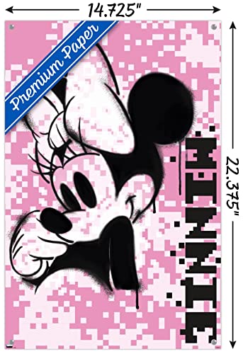 Póster de Minnie Mouse rosa pixelado para el cuarto de juegos con chinchetas 3