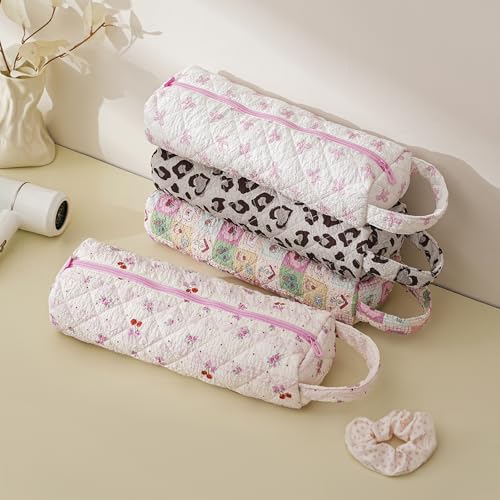 Image of RSRSLEII Quilted Hair Tools Travel Bag，Hair Styling Accessories Storage Case for Shark FlexStyle, Dyson Airwrap Hair Dryer, Curling Iron, Revlon Hair Tools，Portable and foldable(02Leopard print)
