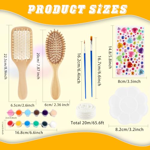 Cepillo para el cabello DIY con kit de pintura de bambú infantil 2