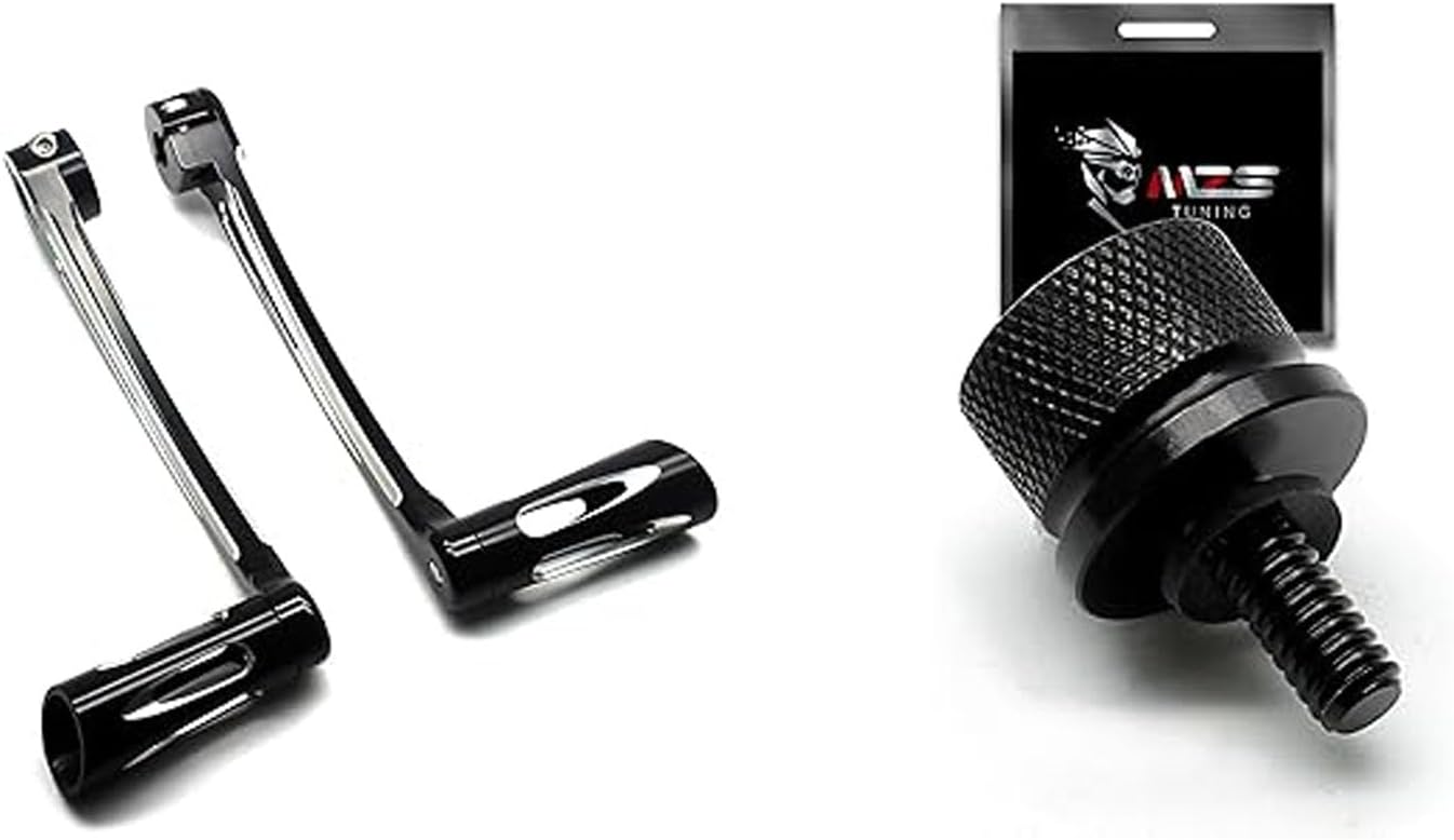 MZS Motorcycle Seat Bolt Screw, 1996-2023 Black Aluminium 1/4"-20 Screw+Motorcycle Heel Toe Gear Shift Lever, 1986-2024 Touring Front Rear Shifter Pegs Levers Arms Compatible with Touring Models