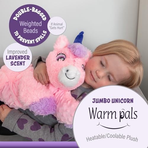 1I4 Group JWP-UNI Jumbo Weighted Hugs By Warm Pals – Unicorn – 4Lbs – Cozy Microwavable Lavender Scented Plush Toys thumb #1