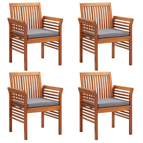 Vidaxl 4X Solid Wood Acacia Patio Dining Chairs With Cushions Garden Outdoor Leisure Dining Dinner Dinette Lounge Seat Armchair Furniture #TOP26