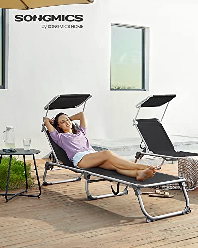 Chaise Longue Pliable Pare-Soleil 150 kg SONGMICS