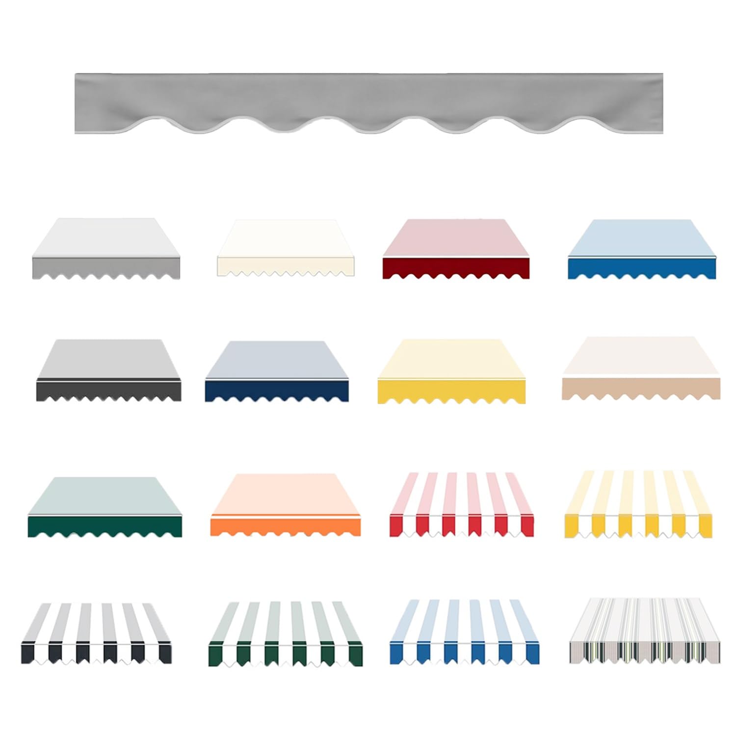 Awning Replacement Fabric Valance, Waterproof UV protection Canvas Cover, Sun Shade Shelter Solid or Striped Valance Canopy with Spline for Terrasse Patio Garden Balcony(Grey,460cm)