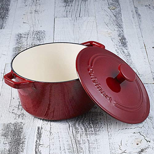 Image of Cuisinart CI630-20CR Chef's Classic Enameled Cast Iron 3-Quart Round Covered Casserole, Cardinal Red