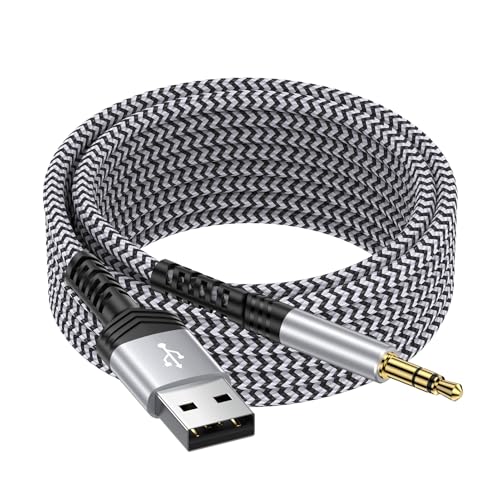 Image of USB A to 3.5mm Jack Aux Cable,3FT USB Male to 3.5mm Male Audio Adapter AUX Cord TRS Stereo Nylon Braided for Headphones Speaker PC Laptop PS5 PS4 Windows Mac OSX Computer,NOT for Charging /PS3 /Car