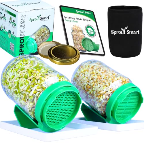 Sprout Maker Glass 720 ml – Hygienic Sprouting Jar with 300-Hole Mesh Lid, Ideal Sprout Jar for All Seeds & Beans, Easy-to-Use Sprout Maker Box With 5
