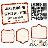 Leinuosen 4 Pack Wooden Bottle Service Sign 15.75 x 11.81 inch Nightclub Bottle Girl Sign with 8 Personalized Letter Stickers Wedding Entrance Props for Bridal Engagement Anniversary Party Bars