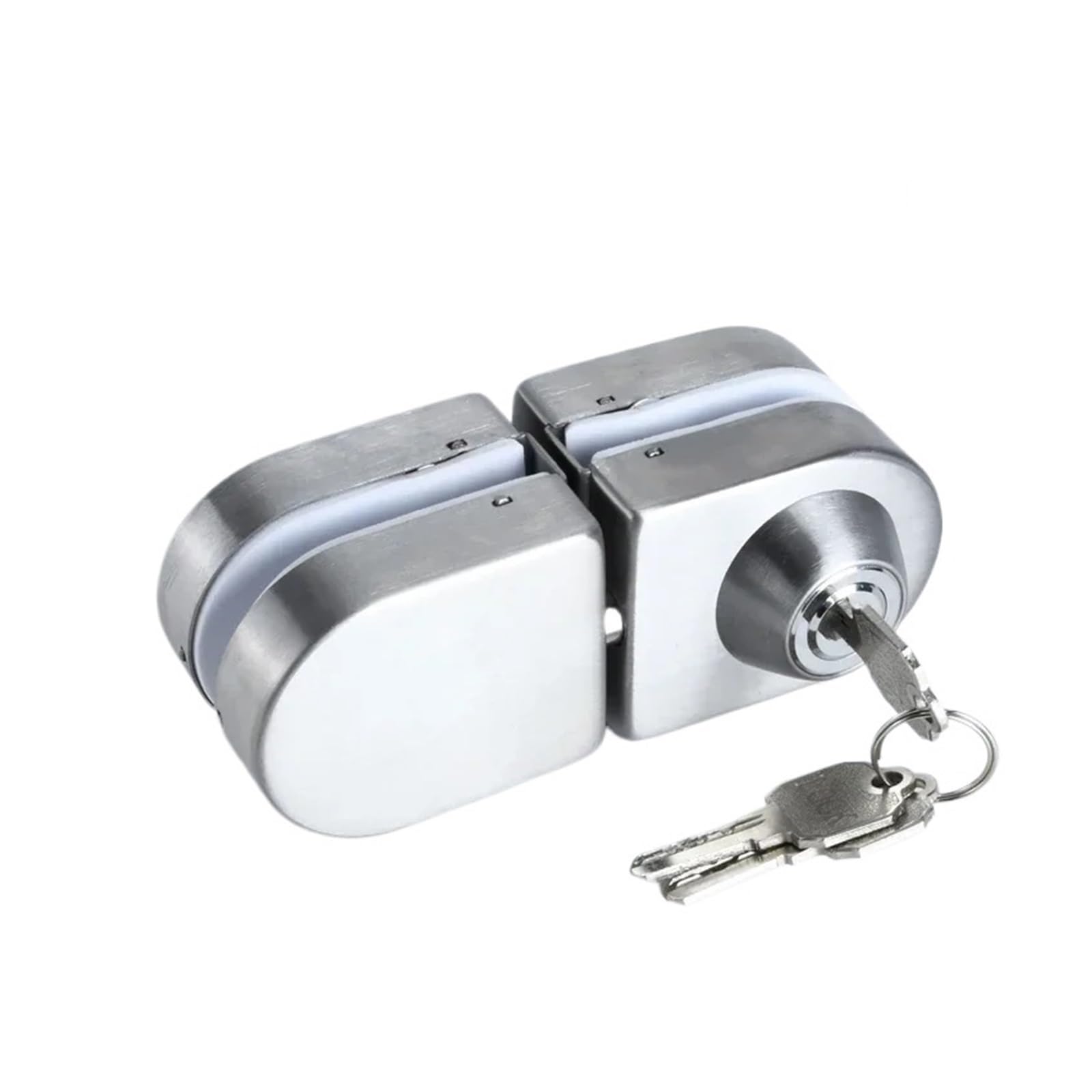 Cerradura Para Puerta De Vidrio Cerradura de vidrio templado sin marco for oficina, pestillo perilla puerta corredera, agujeros, for 8-12mm espesor, acero inoxidable(Brushed Silver-B)