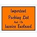 Orange Adhesive Side Loading Packing List Document Envelopes Printed with 