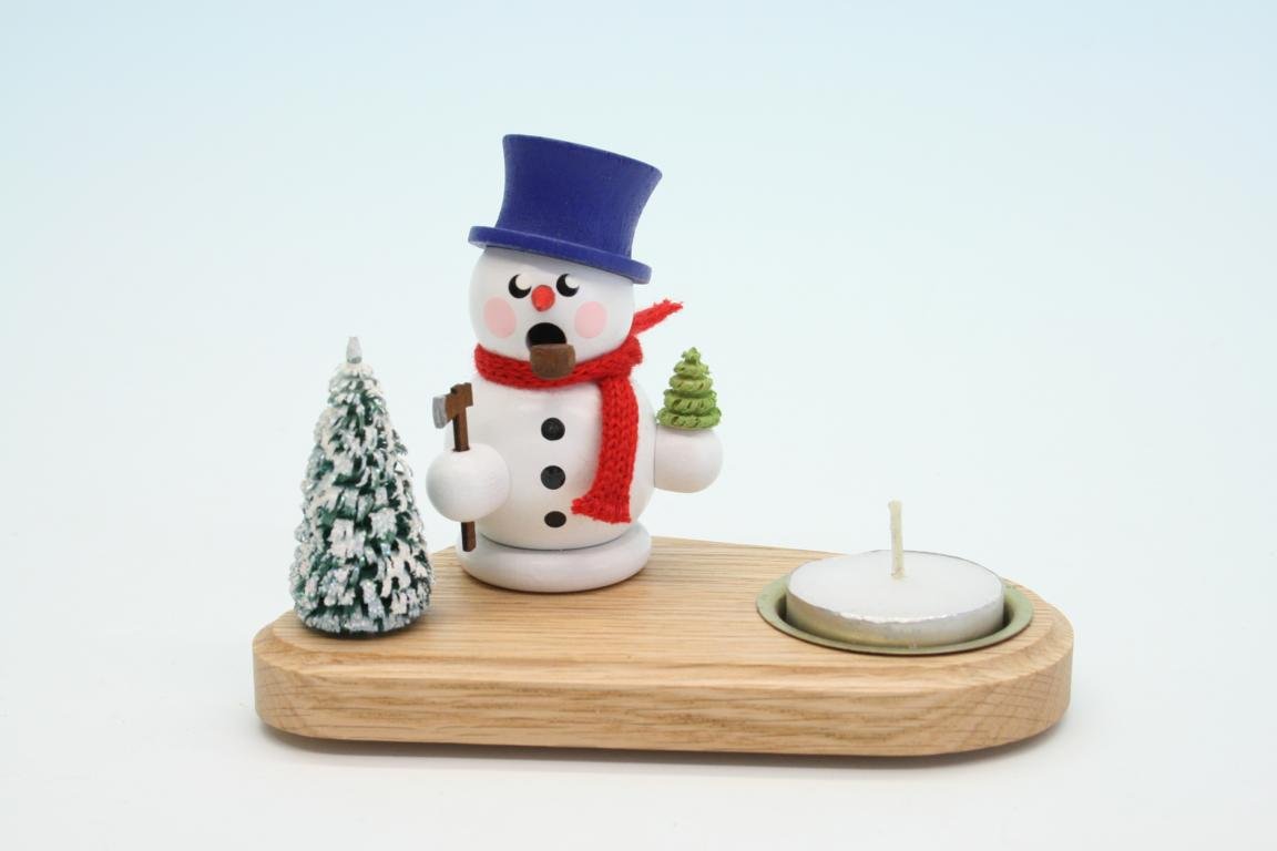 Montagnes d'Ore bonhomme de neige bois brut Seiffen Noël 14cm