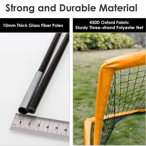 Hitik Soccer Goals, Set Of 2- Size 6'X4' Ft Portable Foldable Soccer Nets With Carry Bag For Games And Training For Backyard For Kids And Teens（Orange） #TOP2