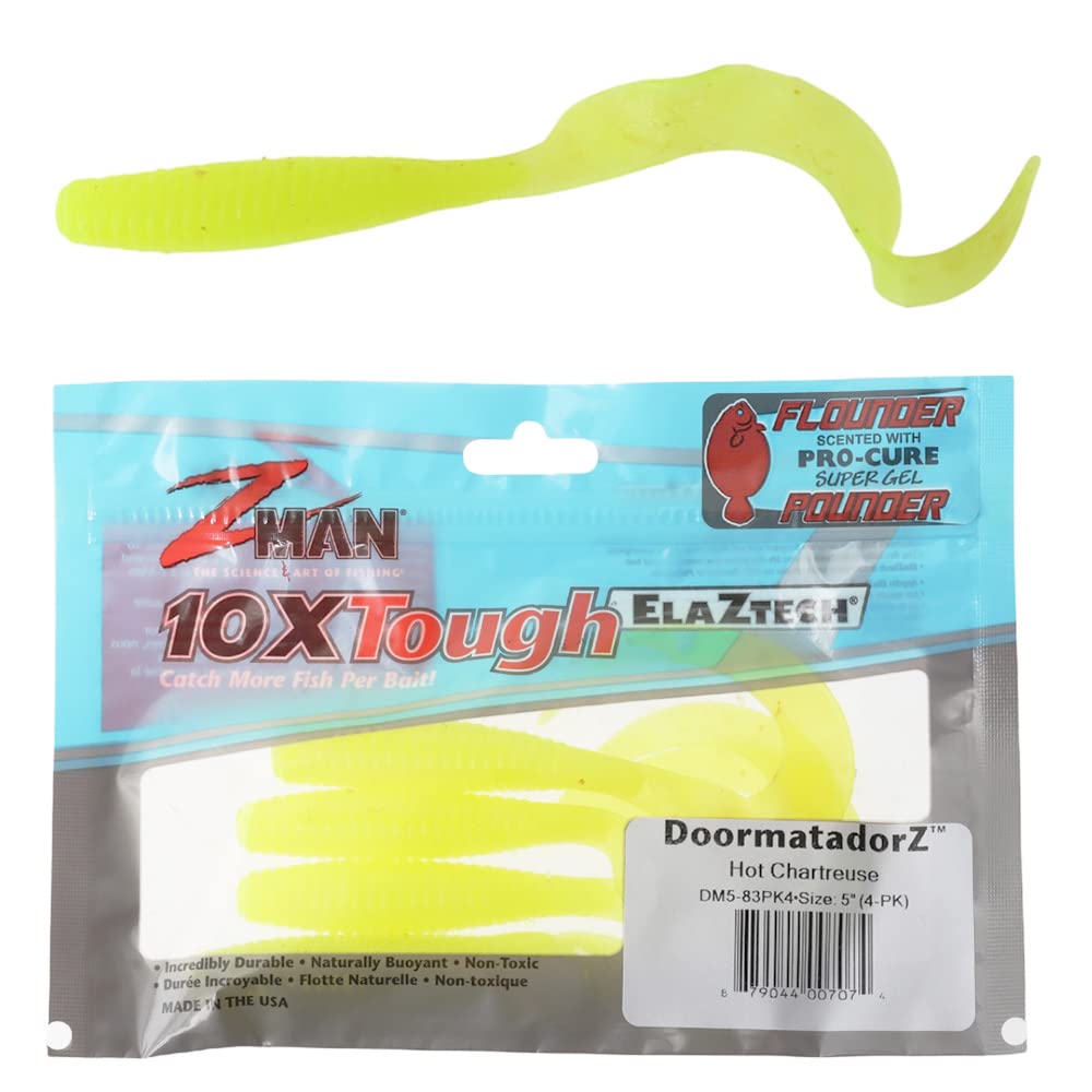 Z-MAN DM5-83PK4 Doormatadorz 5" Hot Chartreuse 4 Pack, Multi
