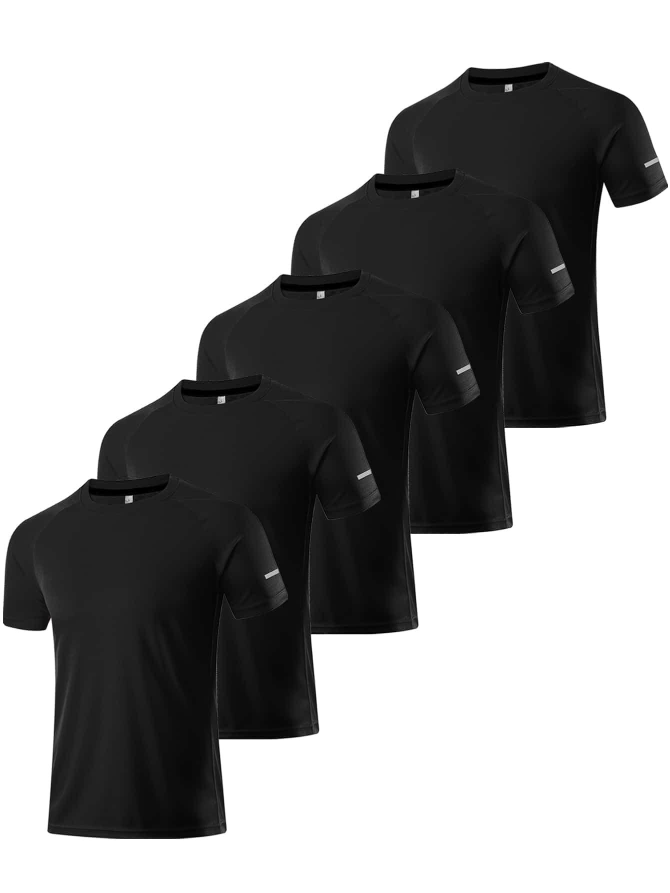 Paquete de 5 camisetas de manga corta para hombre, de secado rápido, cuello redondo, atlético, correr, gimnasio, entrenamiento, camiseta de manga corta