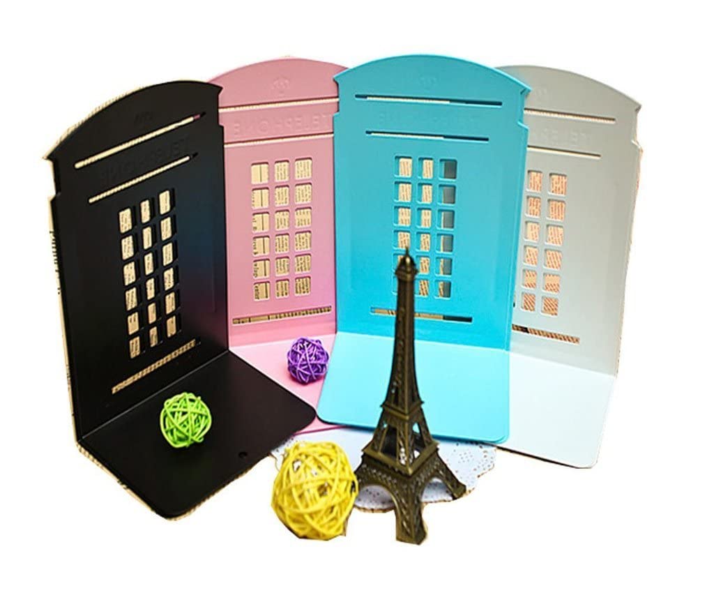 Ubersweet® FOME One Pair Vintage Fashion British Style London Telephone Booth Kiosk Iron Library School Office Home Study Metal Bookends Book End+FOME Gift