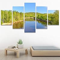 SIGNWIN 5 Panel Canvas Wall Art Modern Art Dramatic Forest Multicolor Photography Romantics Scenic for Home Decorations Ready to Hang - 60