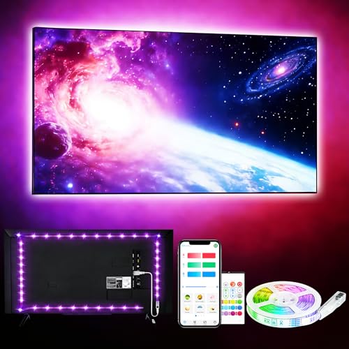 BASON LIGHTING TV LED Backlight，LED Light for TV with Remote Control, 4096 DIY Colors Led Strip Lights for 32-58 Inch TV, Gaming and Home Decor, Bluetooth App Control, Music Sync, USB Powered.