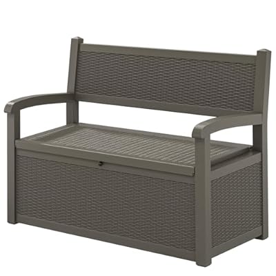 LHBGO 70 Gallon Storage Bench Deck Box for Patio Furniture with Armrest Bench Outdoor Storage