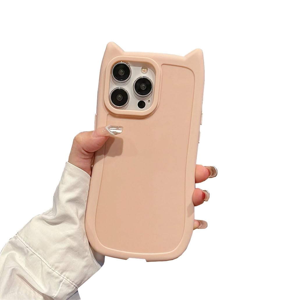 Funda compatible con iPhone 16 Pro Max, linda Kawaii 3D orejas de gato para niñas y mujeres, transparente, flexible, suave, transparente, a prueba de golpes, funda protectora para iPhone 16 - for iPhone 16 Pro Max - rosado1