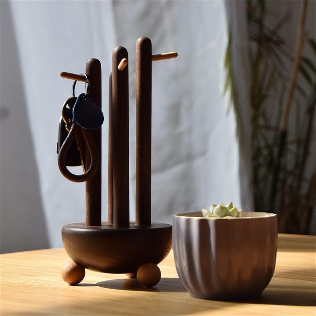 Key Rack Black Walnut Hanging Key Holder Entrance Solid Wood Ornaments Tabletop Key Hook Jewelry Rack (Color : A Size : 11 * 24cm)