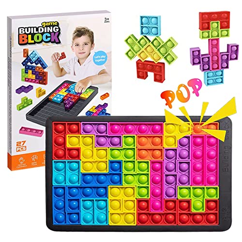 Shegato Push It Pop Fidget Toys, Bubble Sensory Toy, Poppits Jigsaw Fidget Toys, Popper Russian Block Game Boards, 26Pcs Silicone Puzzle Games To Anxiety And Stress Relief For Girls Boys And Autism #TOP1