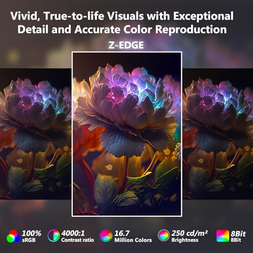 Image of Z-Edge 24-inch Curved Gaming Monitor, Full HD 1080P 1920x1080 LED Backlight Monitor, with 100Hz Refresh Rate and Eye-Care Technology, U24C 178 Wide View Angle, DP+HDMI