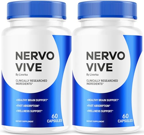 (2 Pack) Nervo Vive Capsules - Official NervoVive Premium Formula Supplement Pills, Advanced Support Formula for Overall Health & Wellness, All Natural Vive Nervo Review, 120 Capsules for 2 Months