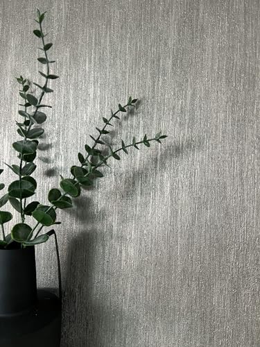 NEWROOM carta da parati Argento Linee Tessuto non Tessuto - Moderno Grigio Metallico Struttura Lucentezza Glamour