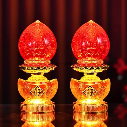 XIALON 1 Pair 20cm Lamp Electric Candlestick Supply Buddha Led Light Eternal Candle Lamp Smokeless