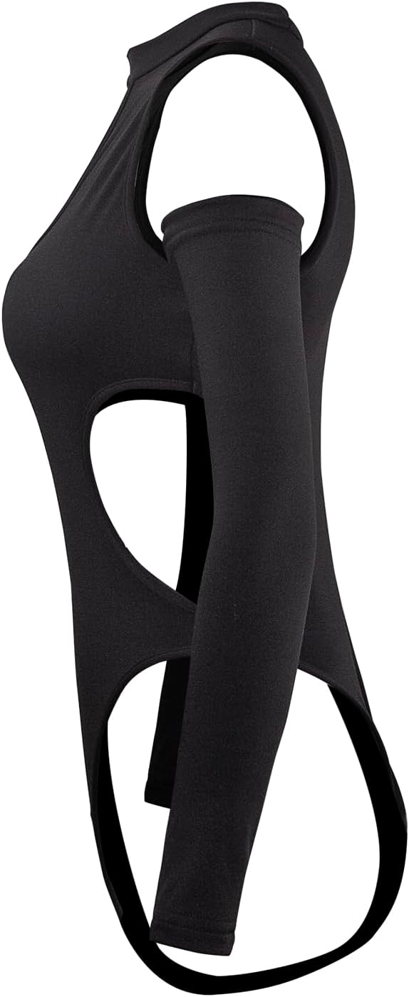 Women Sexy Cut Out Mock Neck Bodysuit Slim Fit Sleeveless Leotard Jumpsuits Top with arm sleeves Club Outfits - Image 3